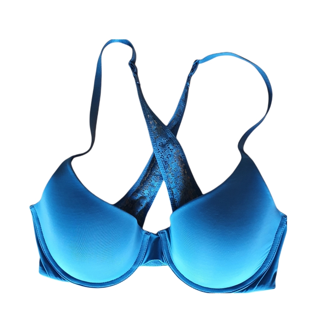 Victoria's Secret cross back lace uplift semi demi bra brazier